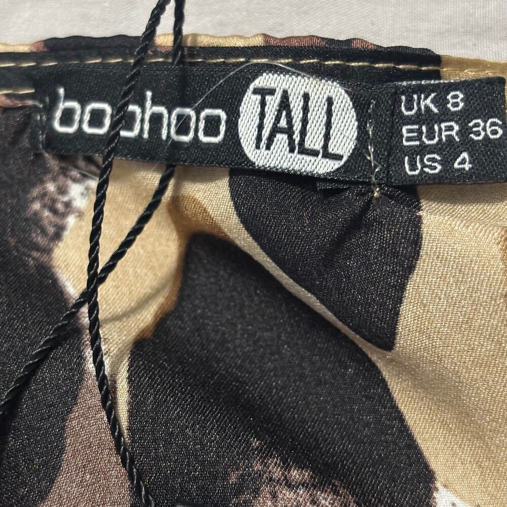Boohoo Tall Satin Leopard Print Wrap Top – Size 4 - Picture 4 of 8